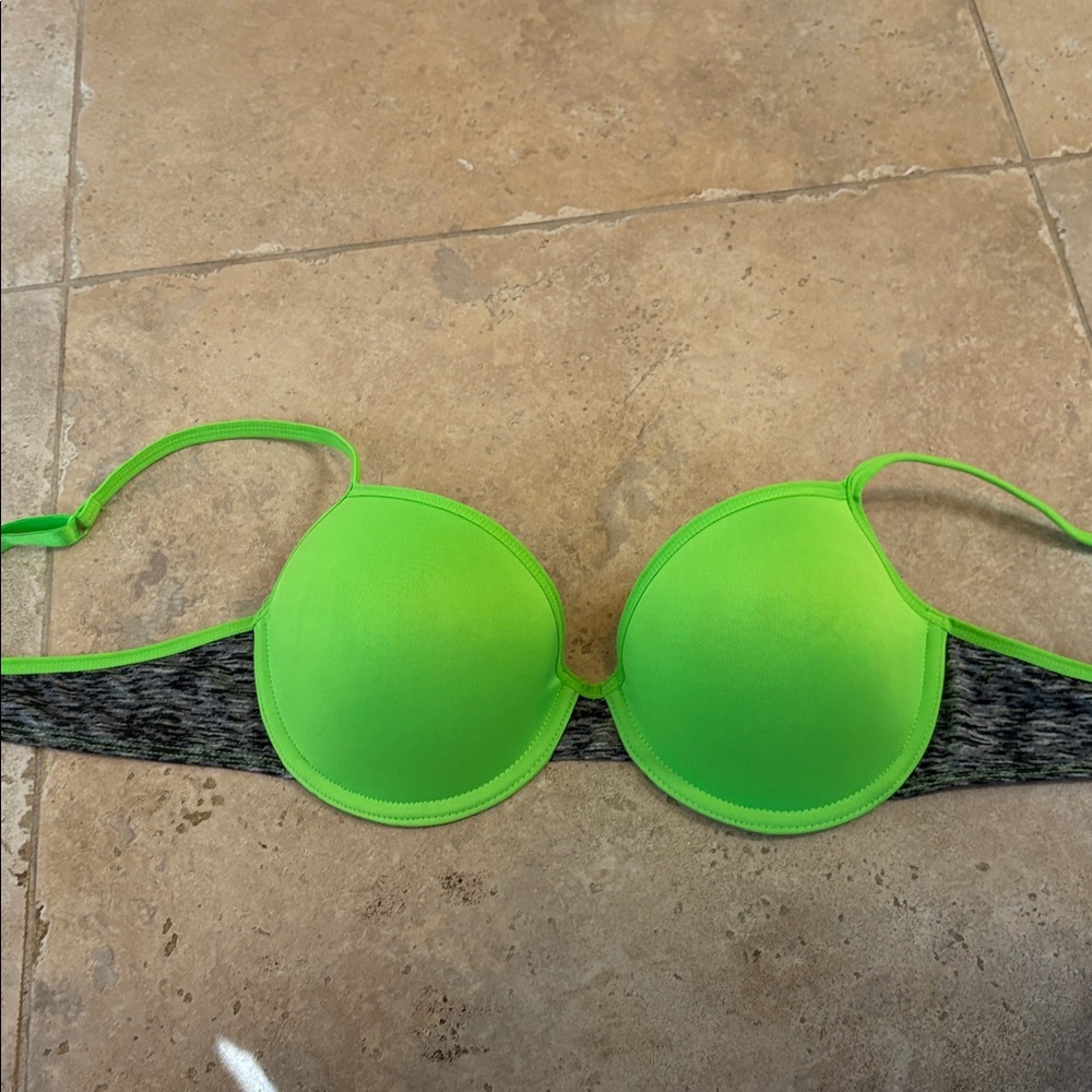 No Boundaries Neon Green Bra with Black Accents
